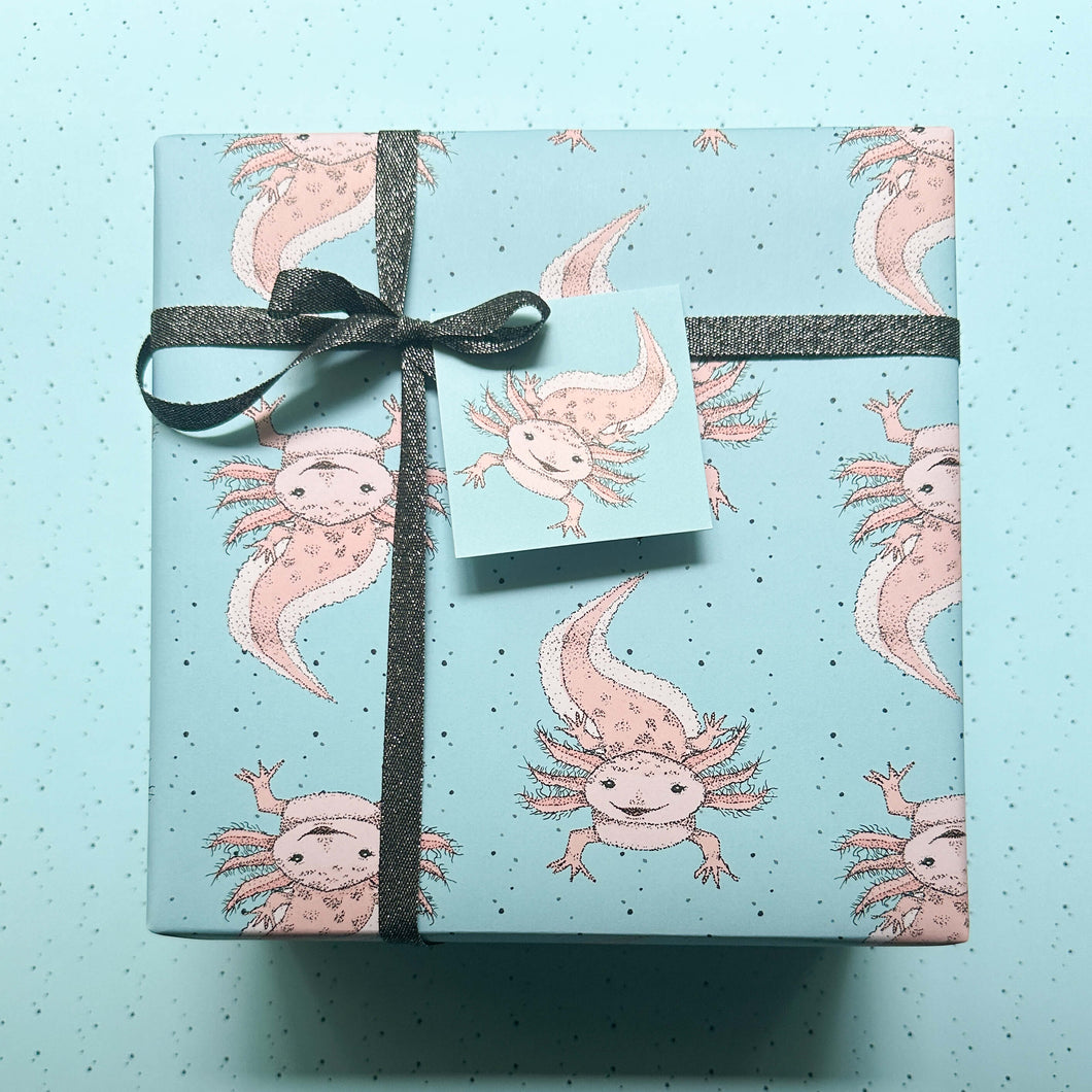 Axolotl Wrapping Paper and Tags