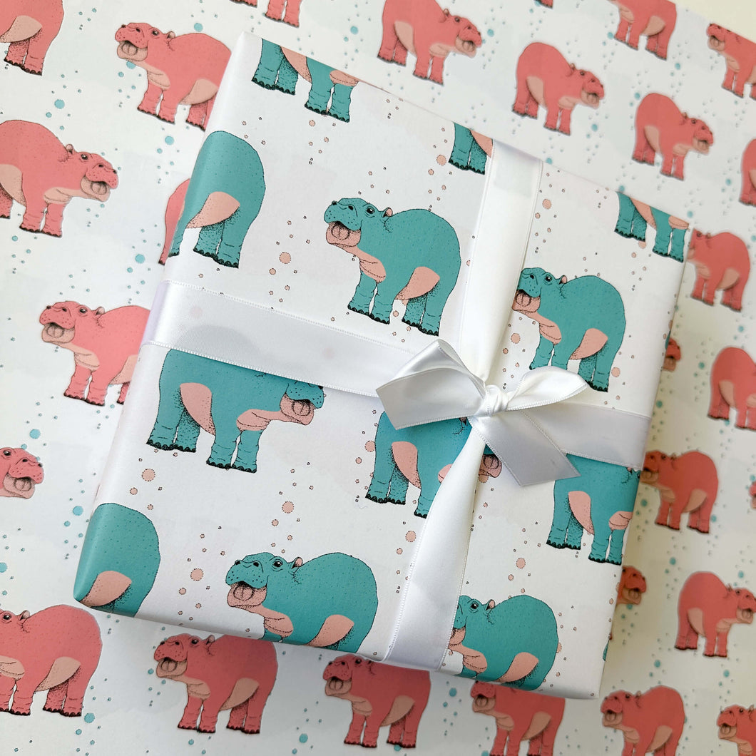 Baby Hippo Wrapping Paper and Tags