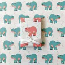 Load image into Gallery viewer, Baby Hippo Wrapping Paper and Tags
