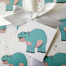 Load image into Gallery viewer, Baby Hippo Wrapping Paper and Tags
