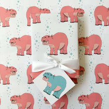 Load image into Gallery viewer, Baby Hippo Wrapping Paper and Tags
