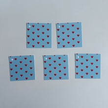 Load image into Gallery viewer, Blue with Red Hearts Wrapping Paper and Tags
