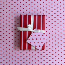 Load image into Gallery viewer, Lavender with Red Hearts Wrapping Paper and Tags
