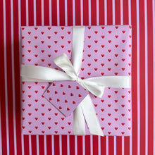 Load image into Gallery viewer, Lavender with Red Hearts Wrapping Paper and Tags
