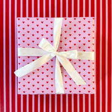 Load image into Gallery viewer, Lavender with Red Hearts Wrapping Paper and Tags
