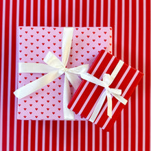 Load image into Gallery viewer, Lavender with Red Hearts Wrapping Paper and Tags
