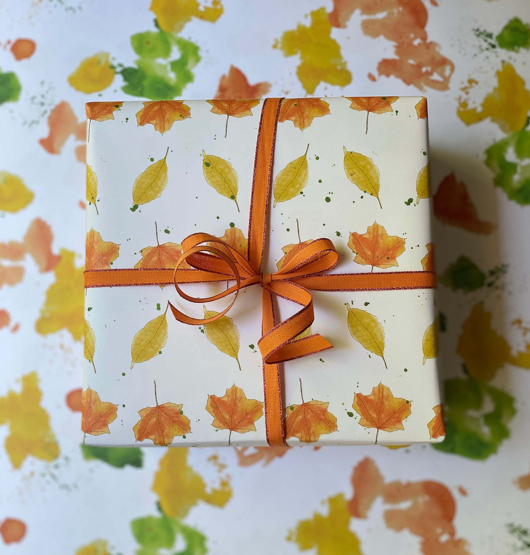 Falling Fall Leaves Wrapping Paper