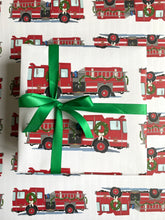 Load image into Gallery viewer, Christmas Fire Truck Wrapping Paper
