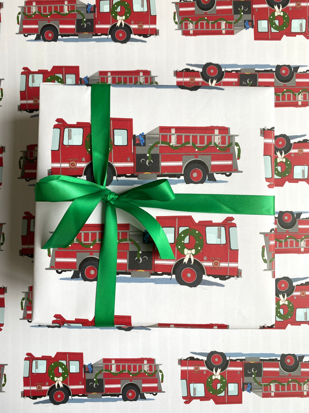 Christmas Fire Truck Wrapping Paper