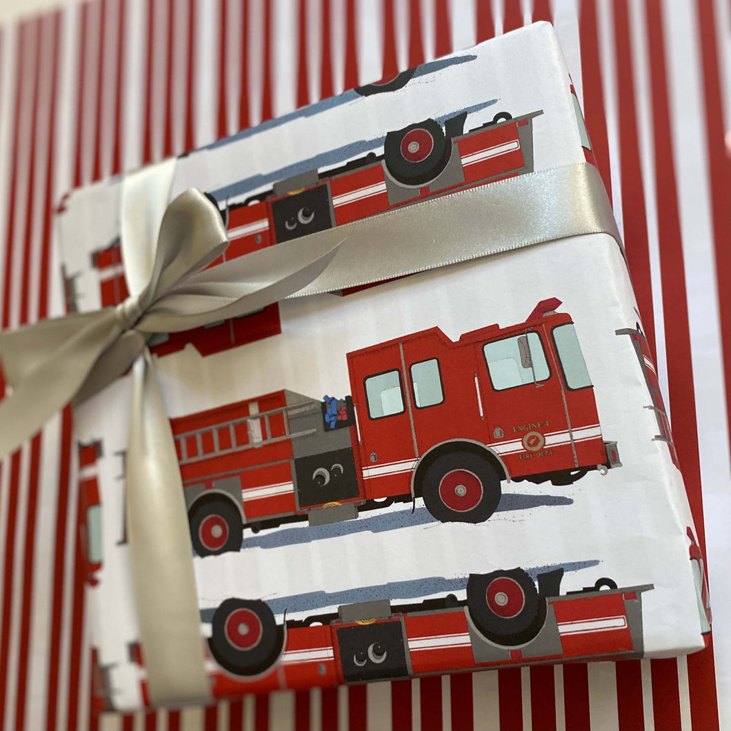 Fire Truck Wrapping Paper and Tags