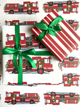 Load image into Gallery viewer, Christmas Fire Truck Wrapping Paper
