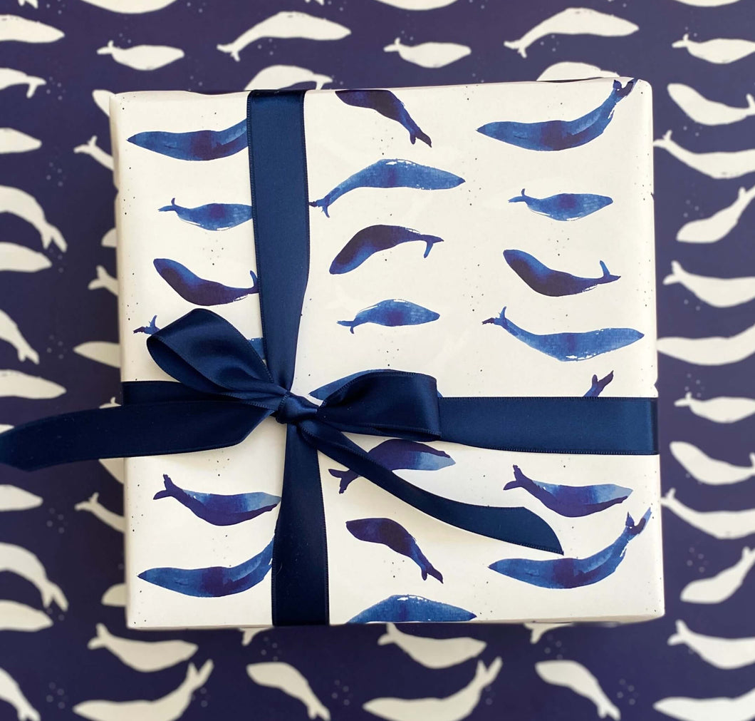 Whales in Blue Wrapping Paper