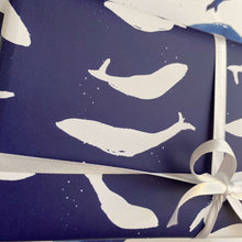 Load image into Gallery viewer, Whales in Blue Wrapping Paper
