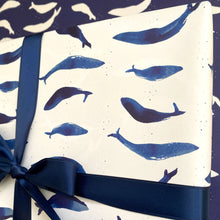 Load image into Gallery viewer, Whales in Blue Wrapping Paper
